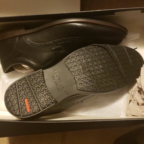 Rockport Men Hydro Shield Waterproof Dustin Wingtip 12M Shoes Slip Resistant NIB - Picture 3 of 3